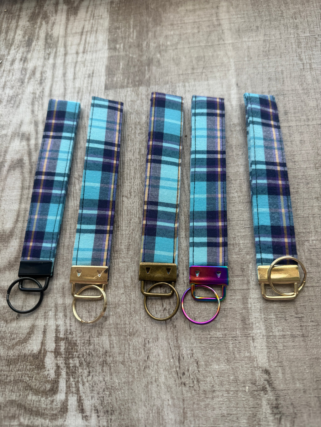 Blue cheq wristlet