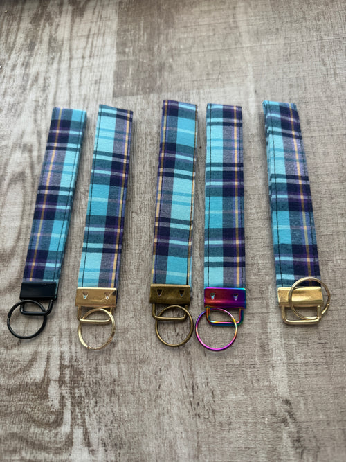 Blue cheq wristlet