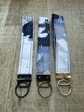 Blue and white wristlet