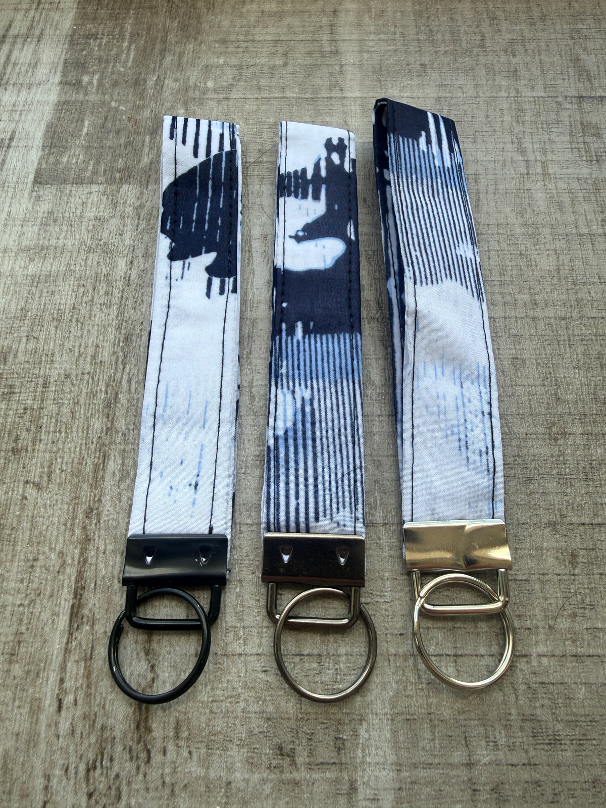 Blue and white wristlet