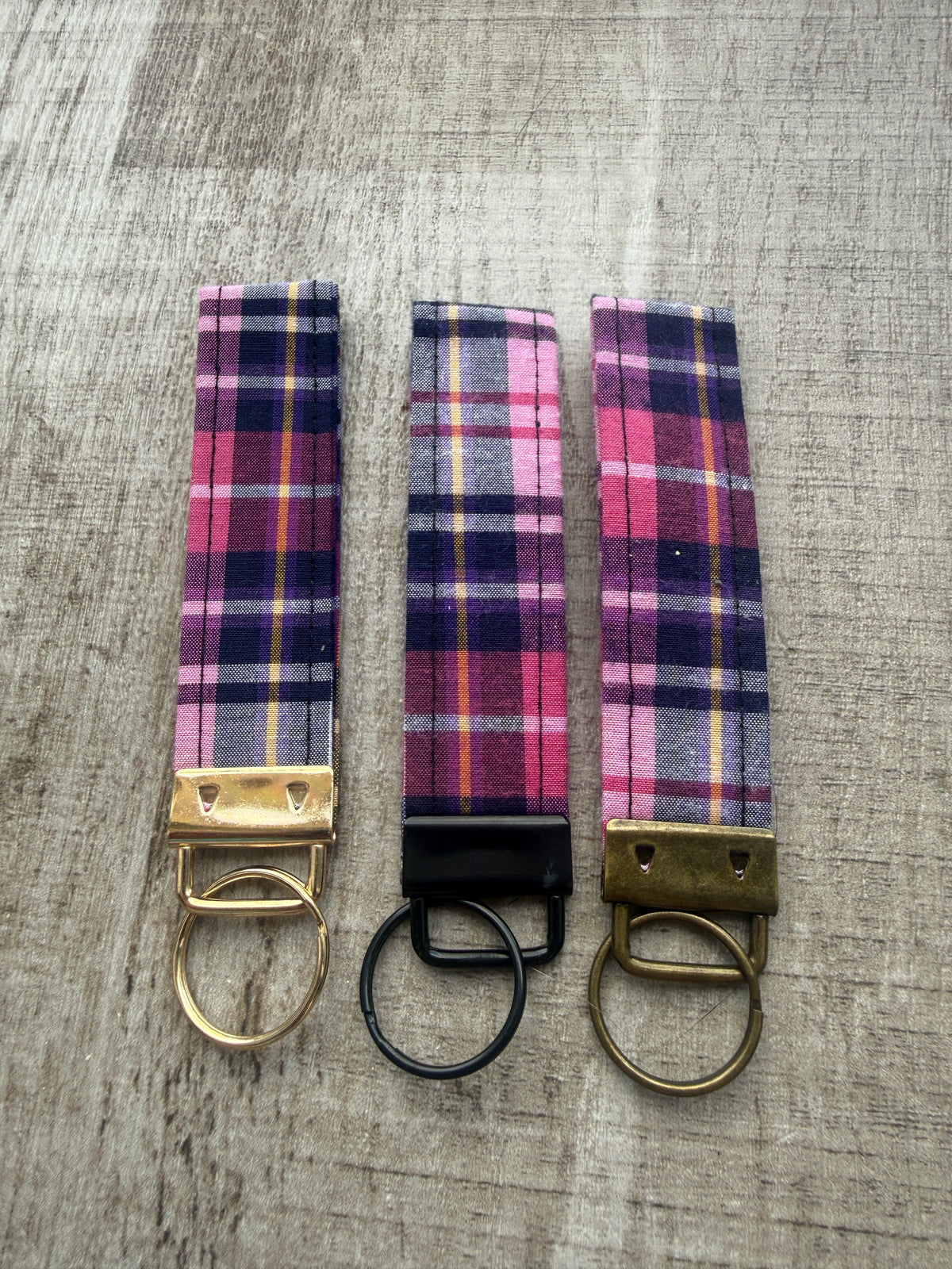Pink & Purple Plaid Key chain