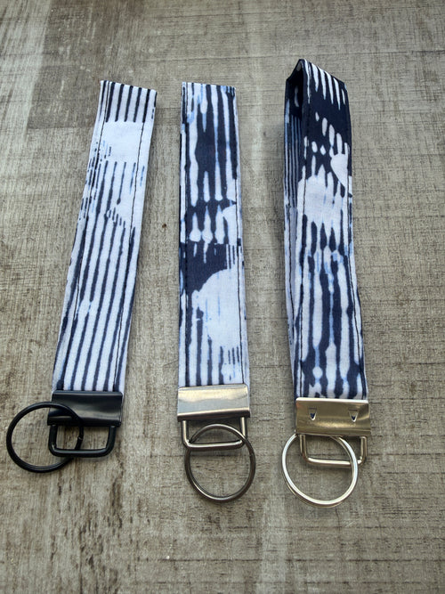 Blue and white wristlet