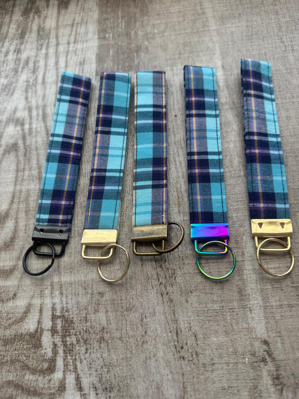 Blue cheq wristlet