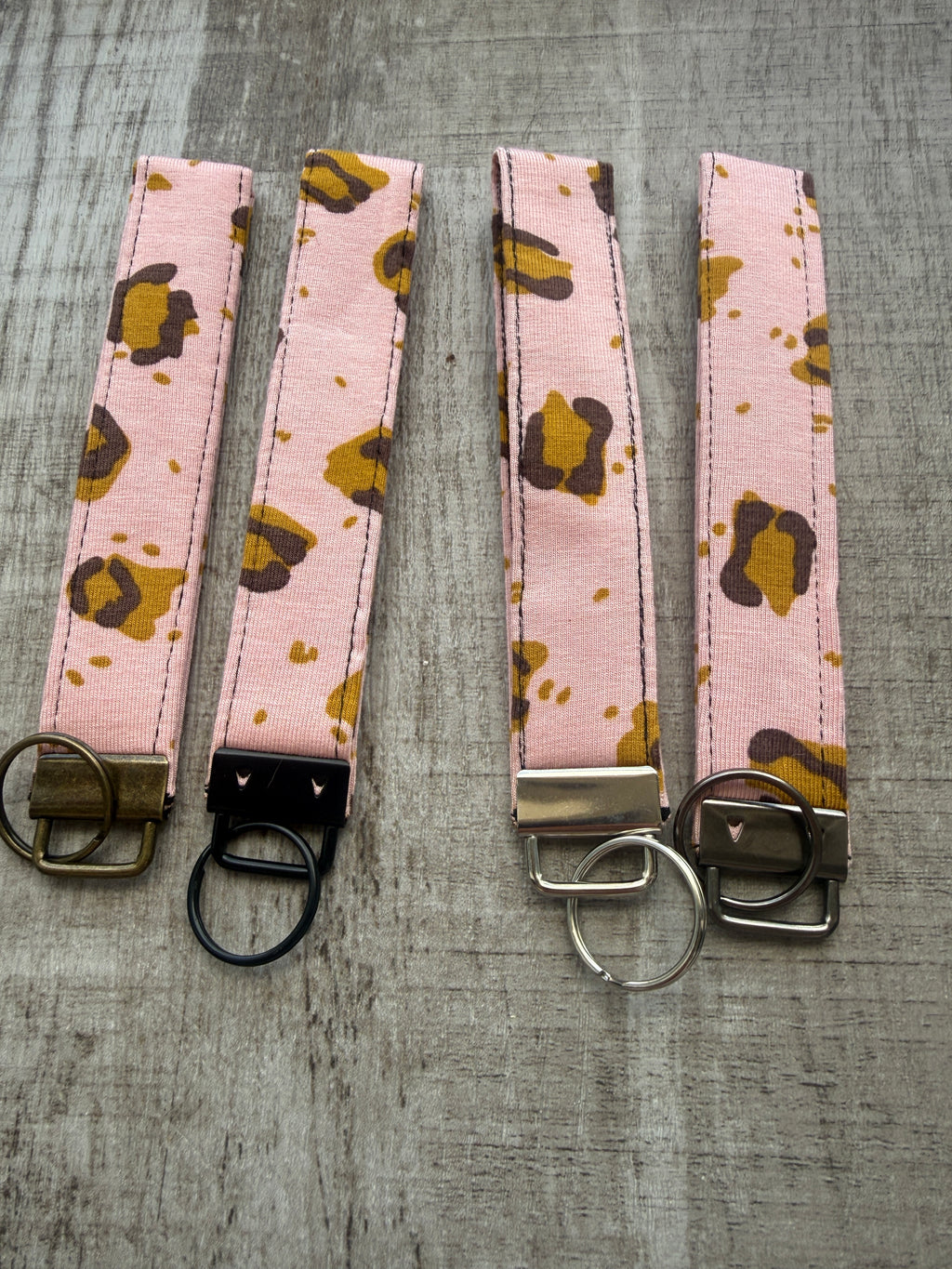 Pink leopard print wristlet