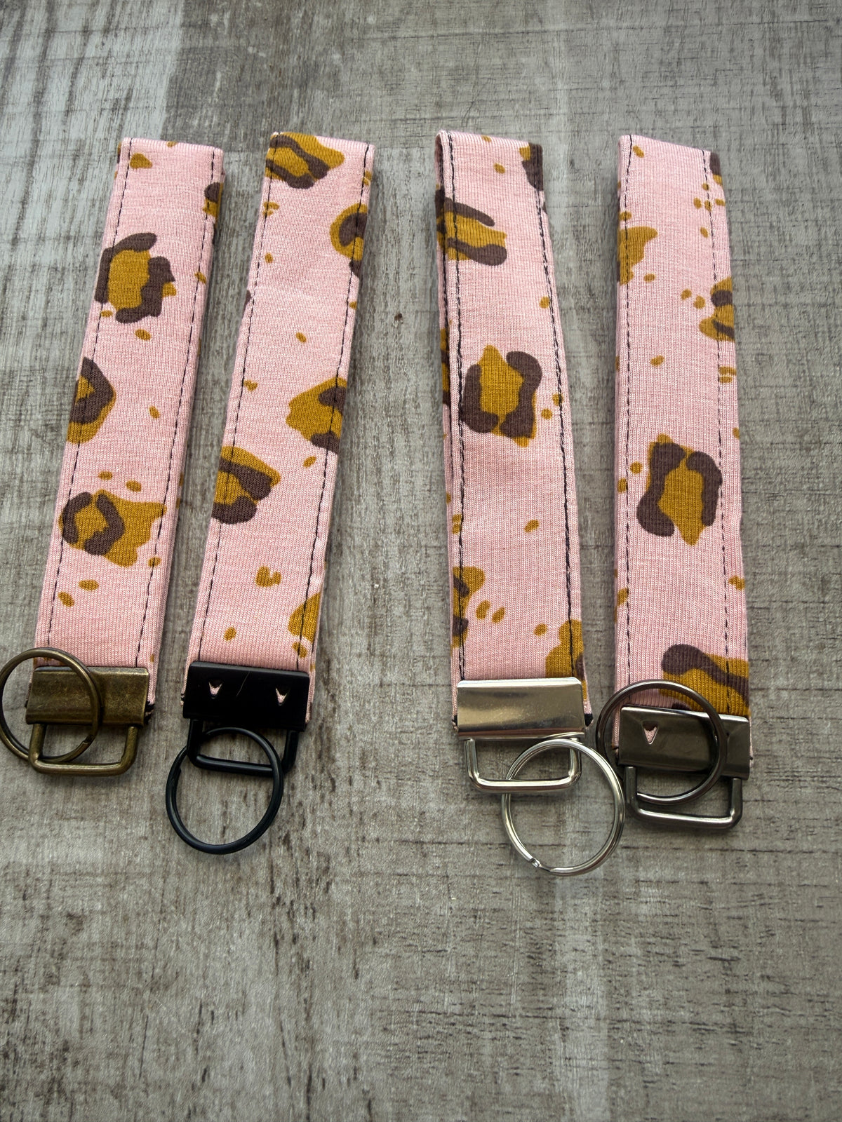 Pink leopard print wristlet