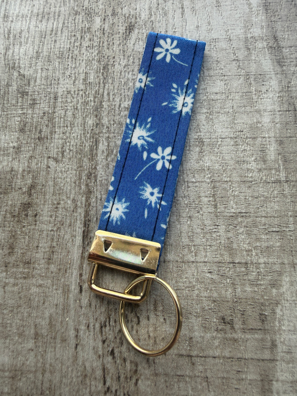 Blue floral Fob Keyring