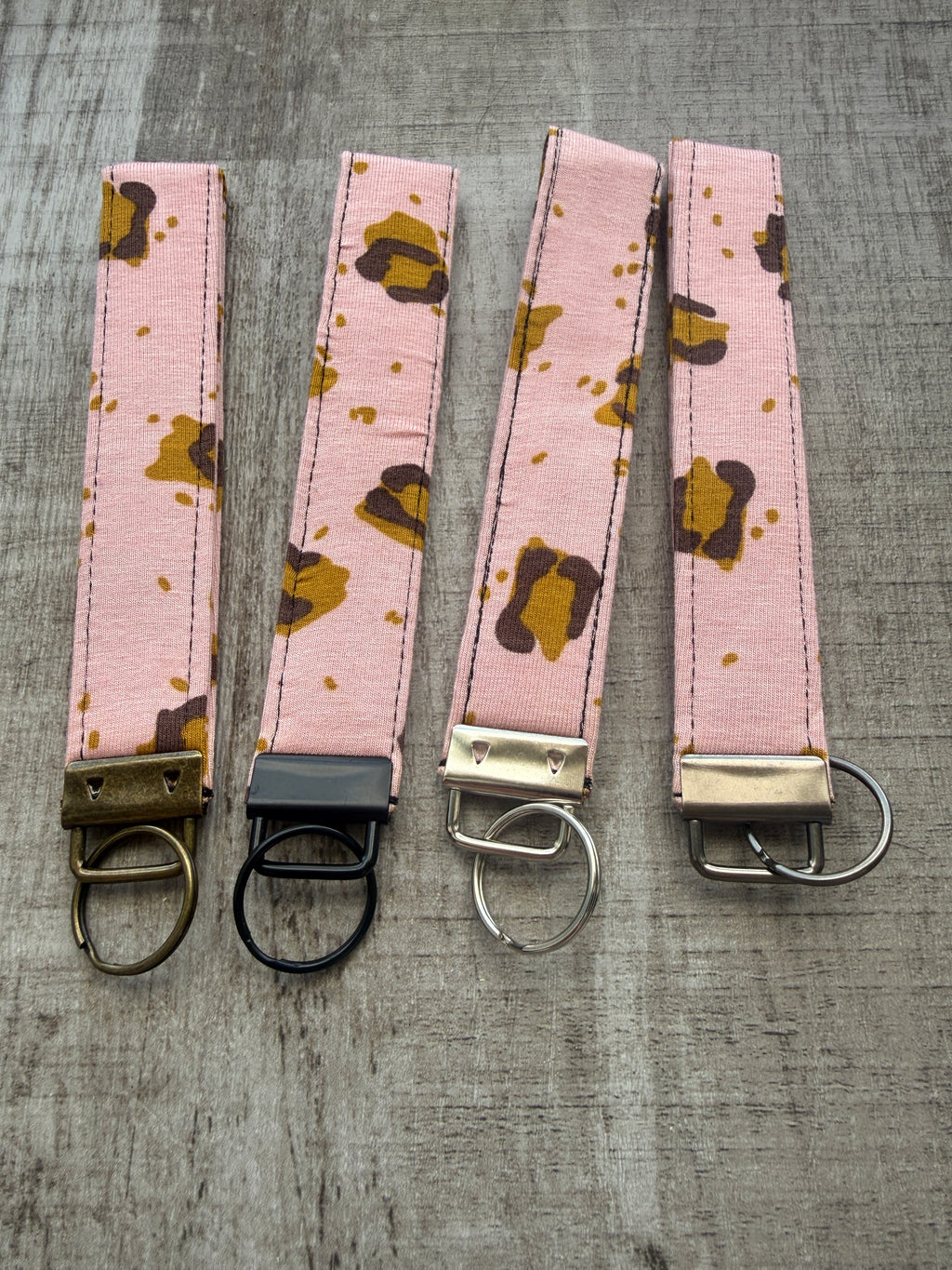 Pink leopard print wristlet