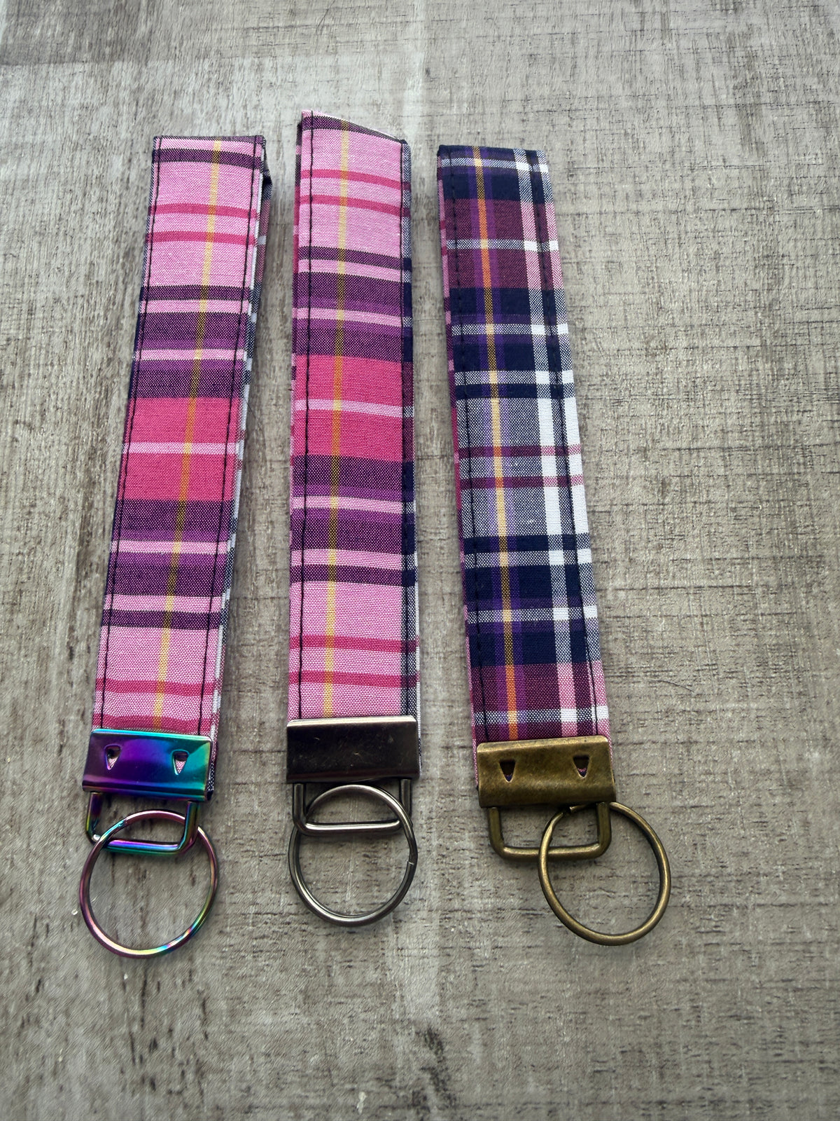 Pink & Purple Plaid wristlet
