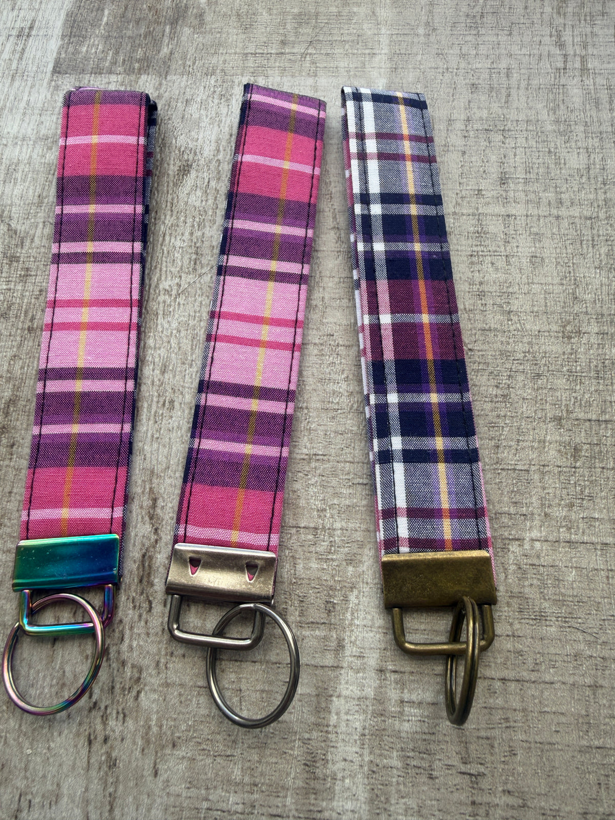 Pink & Purple Plaid wristlet