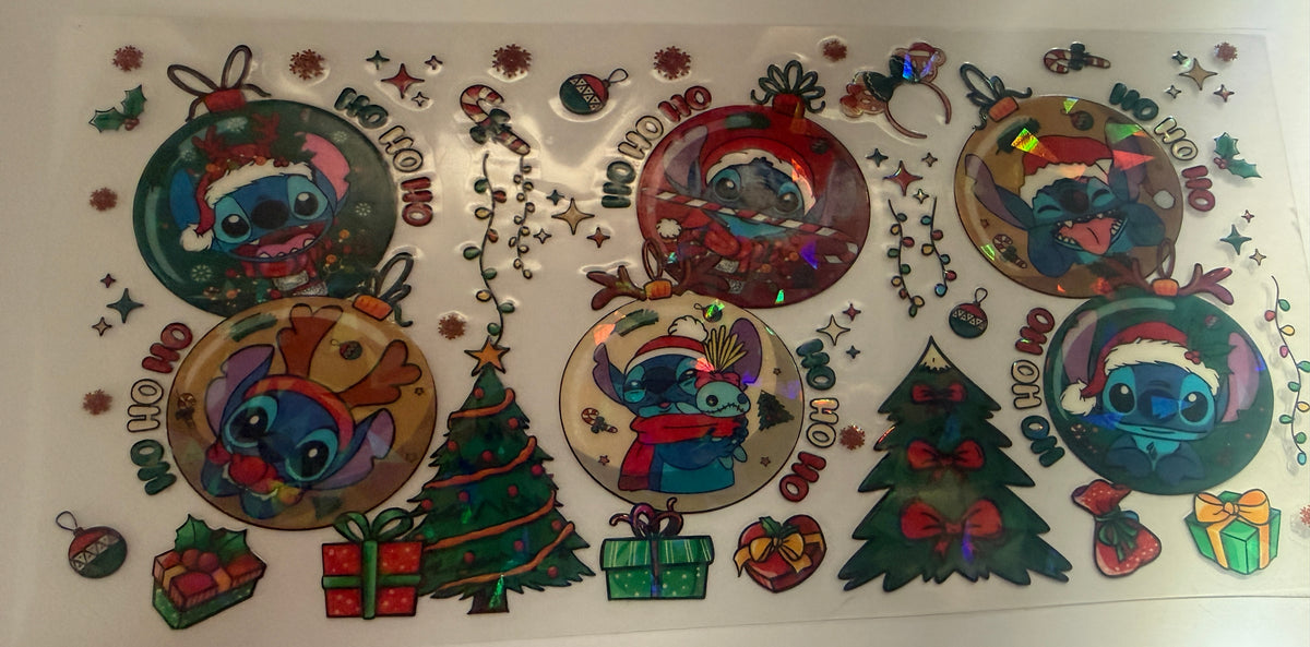 Stitch Christmas holographic 16oz cup wrap